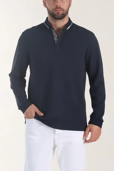 lacivert-osyho-kumas-cizgili-polo-yaka-erkek-sweatshirt-406059