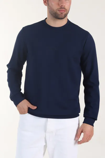 lacivert-osyho-kumas-yazi-detayli-bisiklet-yaka-erkek-sweatshirt-407342