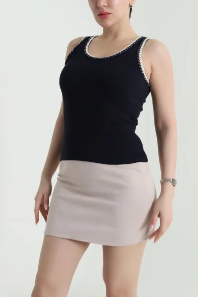 Lacivert Ottoman Kadın Atlet Bluz 460673
