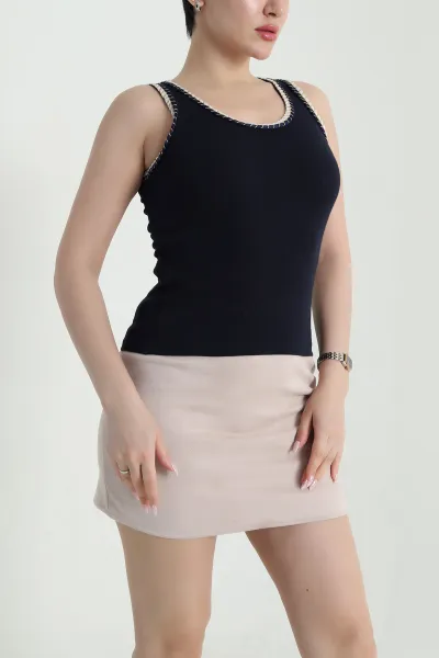 Lacivert Ottoman Kadın Atlet Bluz 460673