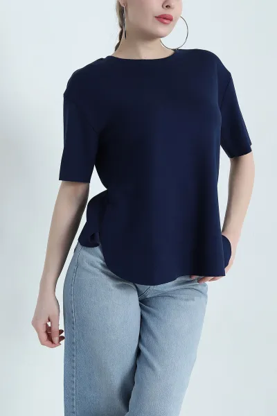 Lacivert Oval Kesim Oysho Kadın Tişört 437674