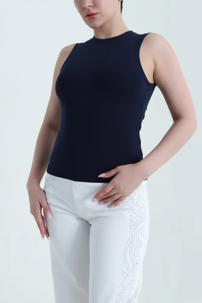 Lacivert Oysho Belize Kolsuz Kadın Bluz 453823