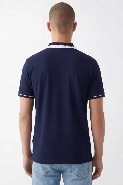 Lacivert Oysho Kumaş Polo Yaka Erkek Tişört 447828