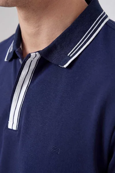 Lacivert Oysho Kumaş Polo Yaka Erkek Tişört 462538