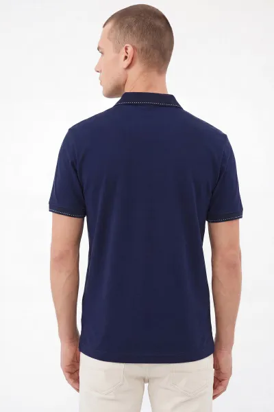 Lacivert Oysho Kumaş Polo Yaka Erkek Tişört 467582