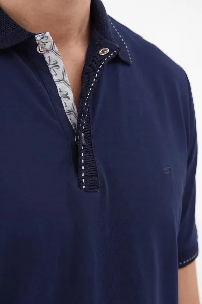 Lacivert Oysho Kumaş Polo Yaka Erkek Tişört 467582