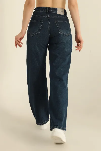Lacivert Palazzo Bayan Kot Pantolon 280058