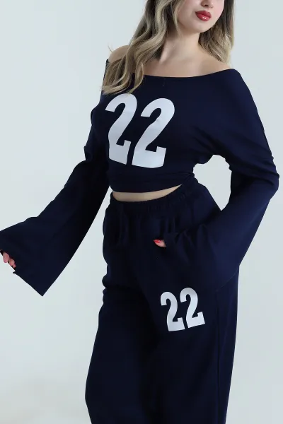 Lacivert Pantolon Bluz Kadın İkili Takım 499824