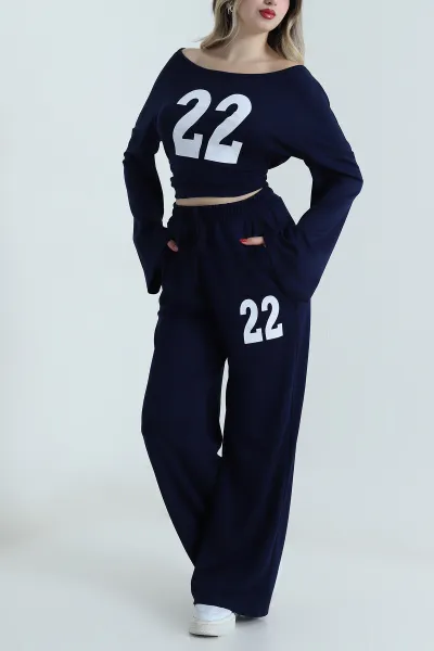 Lacivert Pantolon Bluz Kadın İkili Takım 499824