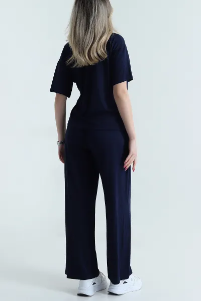 Lacivert Pantolon Bluz Modal Kadın İkili Takım 475663
