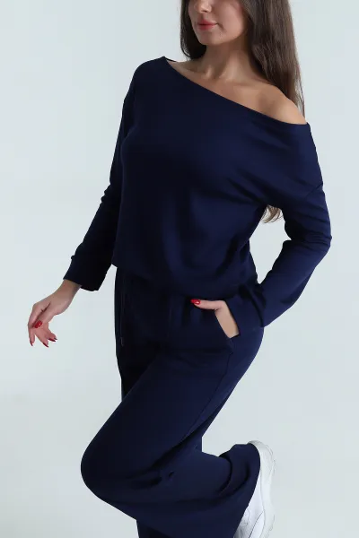 Lacivert Pantolon Bluz Modal Kadın İkili Takım 491816