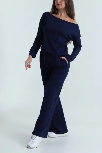 Lacivert Pantolon Bluz Modal Kadın İkili Takım 491816