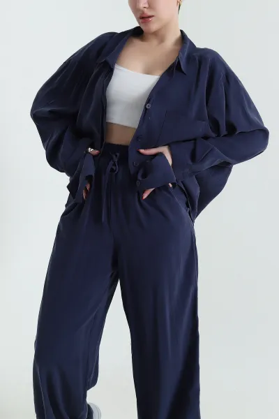 lacivert-pantolon-gomlek-modal-kadin-ikili-takim-433954