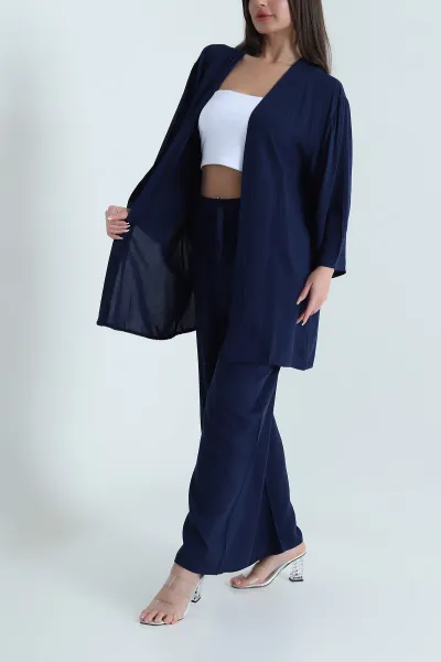 lacivert-pantolon-kimono-dokuma-kadin-ikili-takim-460349
