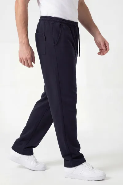 Lacivert Pike Kumaş Baggy Belden Bağlamalı Erkek Pantolon 442078