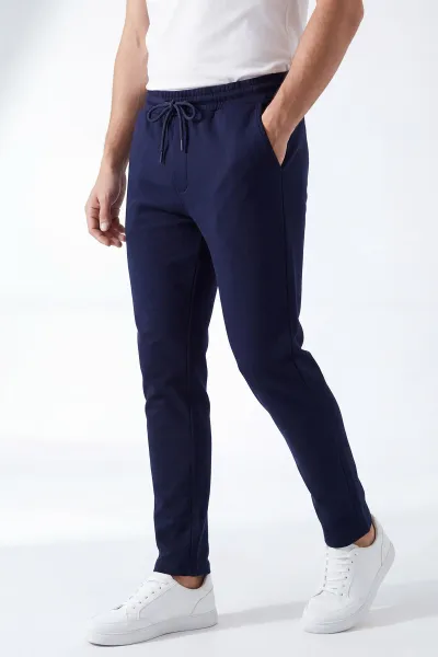 Lacivert Pike Kumaş Boyfriend Erkek Pantolon 450732