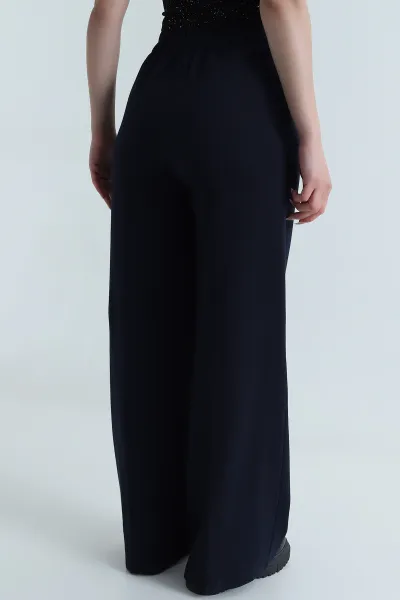 Lacivert Pileli Cepli Double Kadın Pantolon 486954