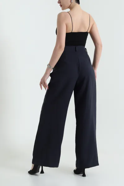 Lacivert Pileli Palazzo Tensel Modal Kadın Pantolon 436168