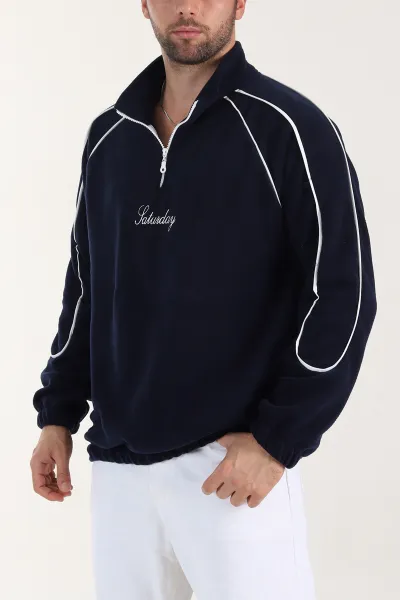 lacivert-polar-kumas-yarim-fermuarli-yazi-detayli-erkek-sweatshirt-408549