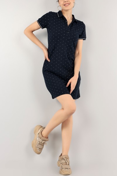 Lacivert Polo Yaka Elbise 116826