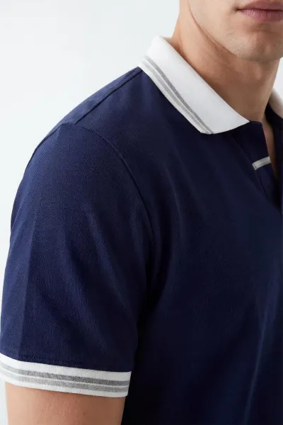 Lacivert Polo Yaka Erkek Tişört 435385