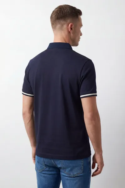 Lacivert Polo Yaka Osyho Kumaş Erkek Tişört 433150
