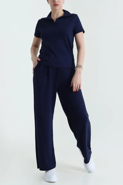 Lacivert Polo Yaka Oysho Kadın İkili Takım 430085