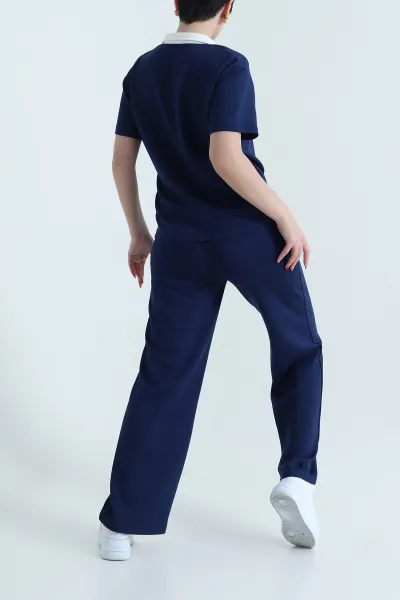 Lacivert Polo Yaka Oysho Kadın İkili Takım 438884