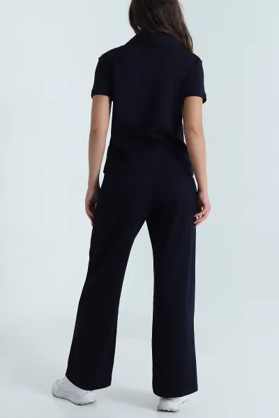 Lacivert Polo Yaka Palazzo Modal Kadın İkili Takım 478655
