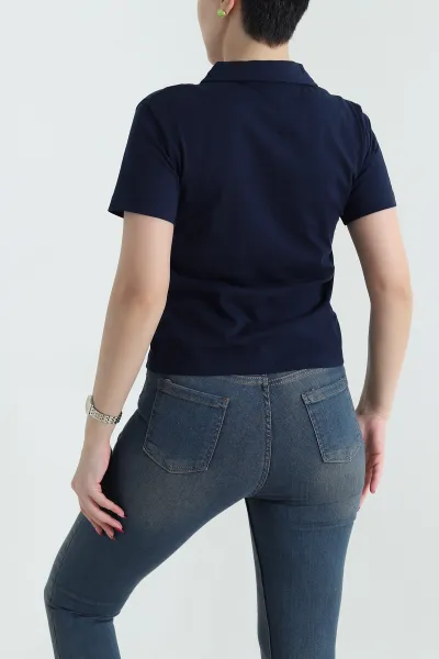 Lacivert Polo Yaka Süprem Kadın Tişört 435283