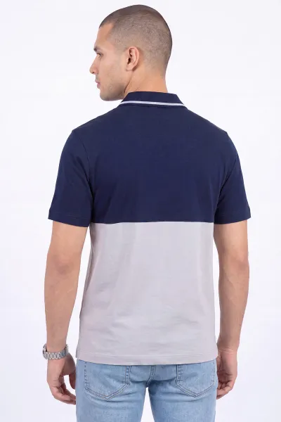 Lacivert Polo Yaka Yarım Fermuarlı Erkek Tişört 471712
