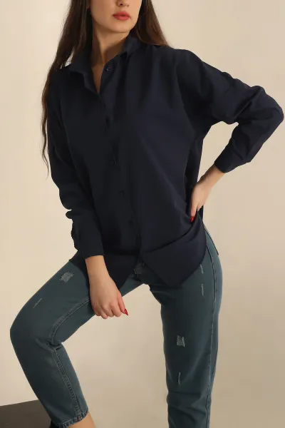 lacivert-poplin-dokuma-bayan-gomlek-234849