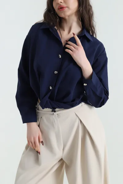 lacivert-poplin-kadin-gomlek-432526