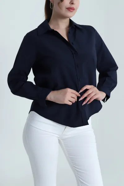 Lacivert Poplin Kadın Gömlek 485518