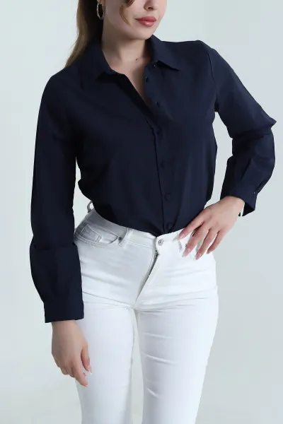 Lacivert Poplin Kadın Gömlek 485518