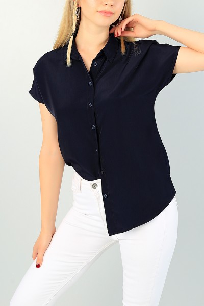 Lacivert Poplin Kumaş Bayan Gömlek 73366