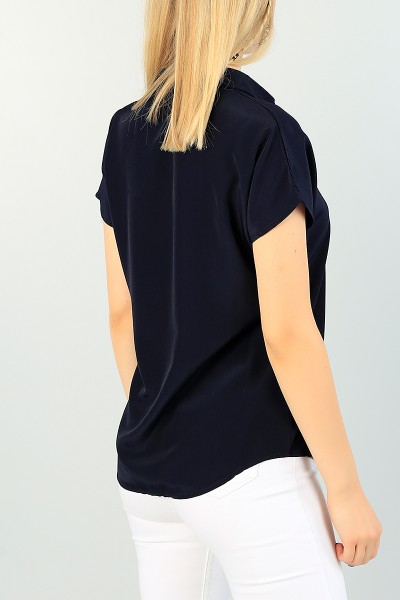 Lacivert Poplin Kumaş Bayan Gömlek 73366