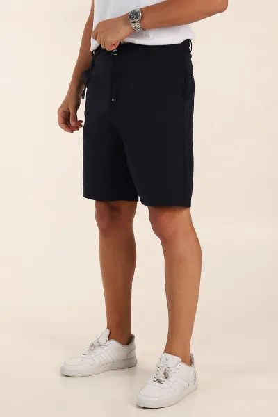Lacivert Regular Fit Bel Lastikli Erkek Şort 385205