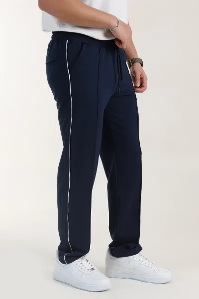 Lacivert Regular Fit Çimalı Şerit Detaylı Erkek Eşofman Altı 402369