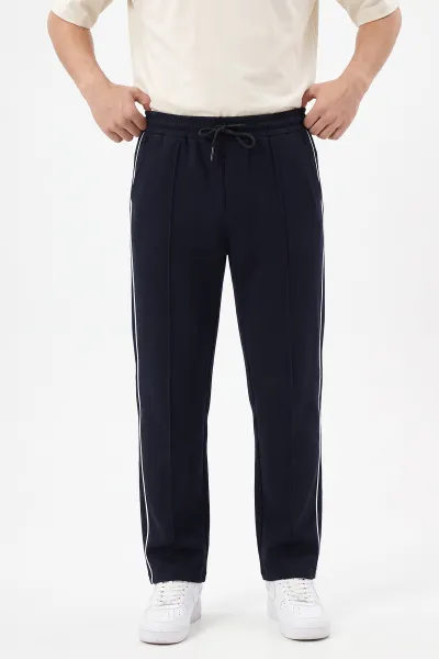 Lacivert Regular Fit Çimalı Şerit Detaylı Erkek Eşofman Altı 402369