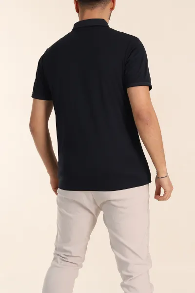 Lacivert Regular Fit Çıt Çıt Düğmeli Polo Yaka Erkek Tişört 338440