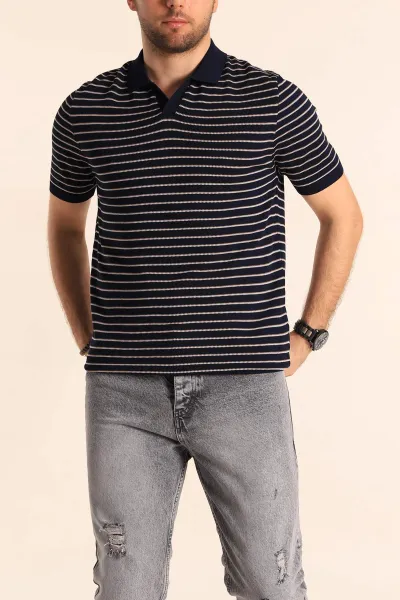 lacivert-regular-fit-cizgili-apas-yaka-triko-tisort-254699