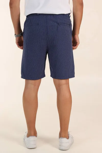 Lacivert Regular Fit Çizgili Erkek Şort 385196