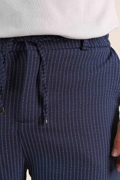 Lacivert Regular Fit Çizgili Erkek Şort 385196