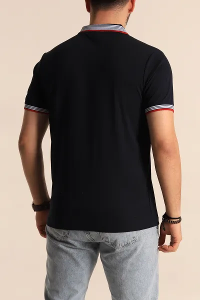 Lacivert Regular Fit Desenli Polo Yakalı Erkek Tişört 263263