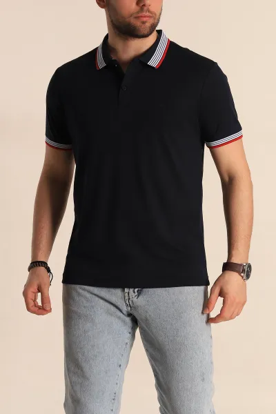 Lacivert Regular Fit Desenli Polo Yakalı Erkek Tişört 263263