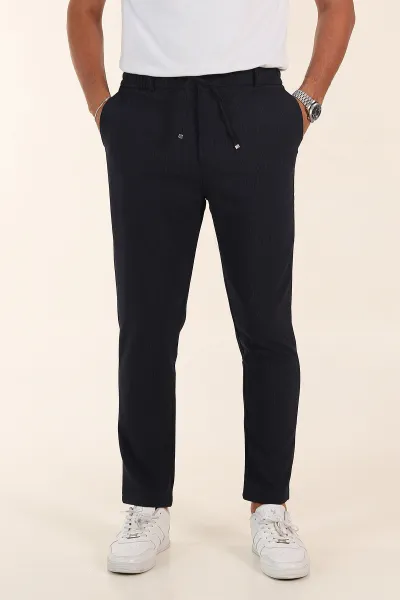 lacivert-regular-fit-dokulu-bel-lastikli-erkek-pantolon-382285