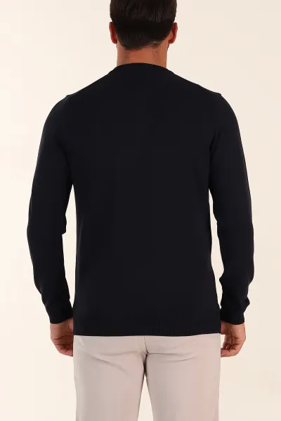 Lacivert Regular Fit Düğmeli Yaka Uzun Kollu Triko 393307
