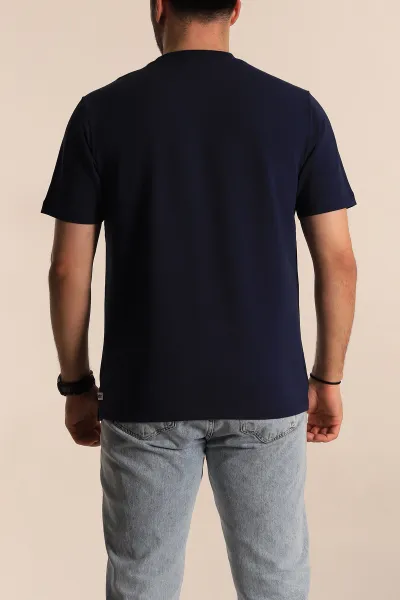Lacivert Regular Fit Kabartma Yazılı Erkek Tişört 268125