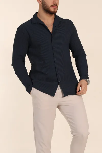 lacivert-regular-fit-kalin-fitilli-doku-erkek-gomlek-352015